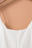 LC643831-1-S, LC643831-1-M, LC643831-1-L, LC643831-1-XL, LC643831-1-XS, White Solid Spaghetti Strap Wide Leg Drawstring High Waist Jumpsuit