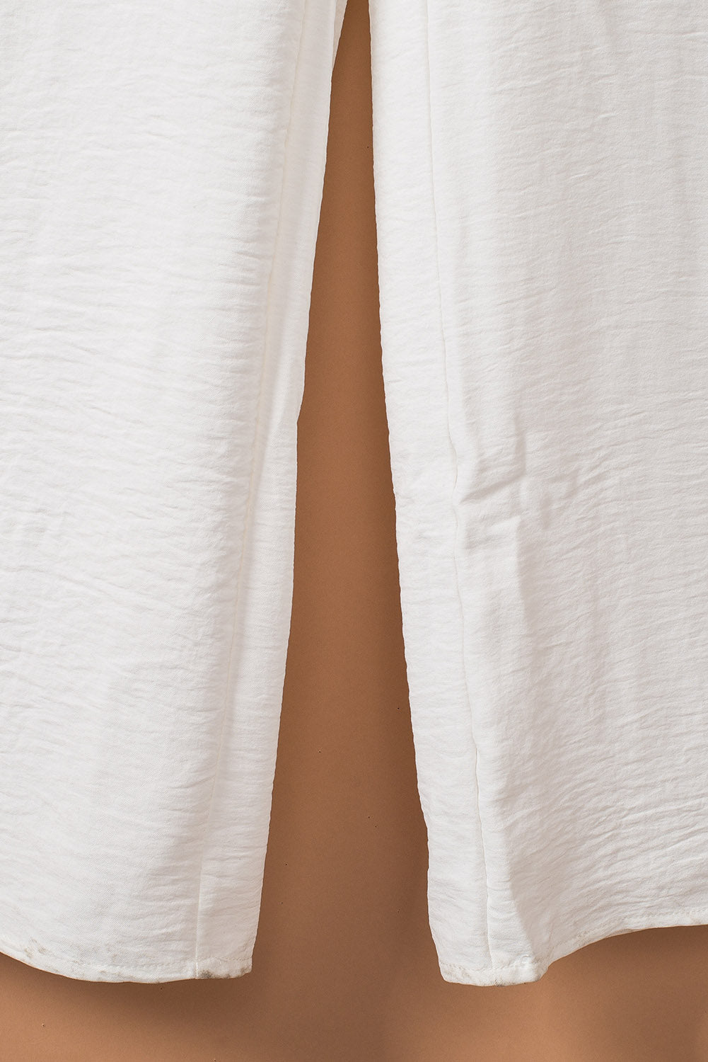 LC643831-1-S, LC643831-1-M, LC643831-1-L, LC643831-1-XL, LC643831-1-XS, White Solid Spaghetti Strap Wide Leg Drawstring High Waist Jumpsuit