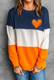 Woman's Striped Color Block Contrast Stitching Sweatshirt