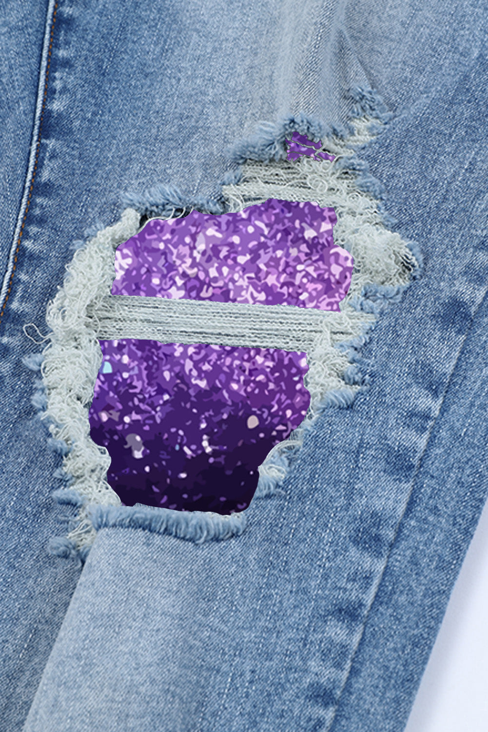 LC7872080-4-S, LC7872080-4-M, LC7872080-4-L, LC7872080-4-XL, LC7872080-4-2XL, Sky Blue Women's Butterfly Denim Pant Casual Loose High Waist Wide Leg Jeans