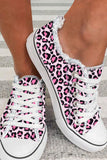 Women's Pink Leopard Print Lace Up Canvas Shoes