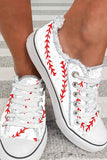 Women's Baseball Print Lace Up Canvas Shoes