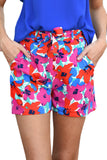 Women's Floral Print Waist Tie Shorts with Pockets