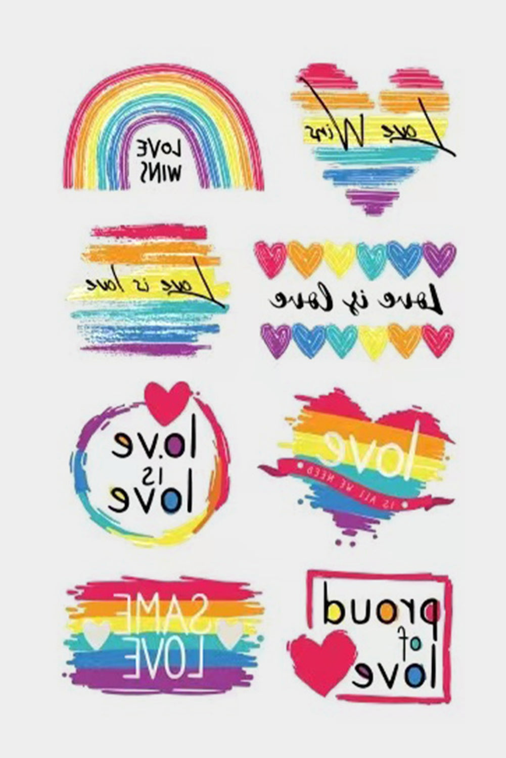 BH042070-22, Multicolor Pride Tattoos Rainbow LGBT Gay Stickers