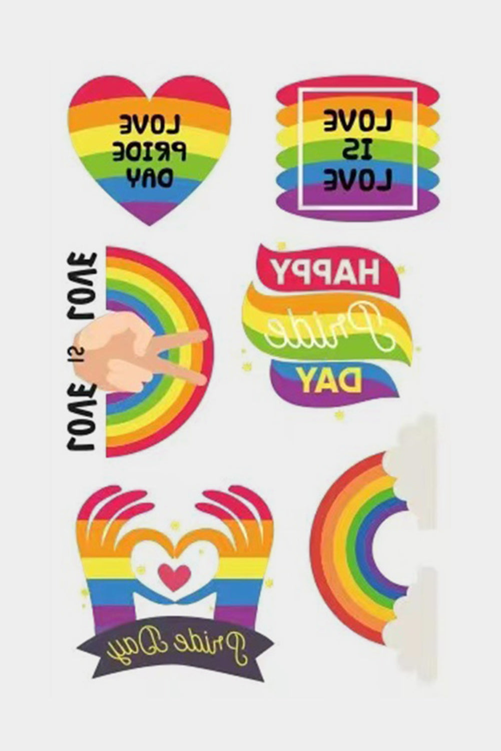 BH042070-7022, Multicolor Pride Tattoos Rainbow LGBT Gay Stickers