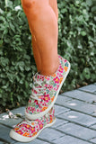 BH022368-22-37, BH022368-22-38, BH022368-22-39, BH022368-22-40, BH022368-22-41, Multicolor Womens Floral Print Lace-up Canvas Shoes Slip On Sneakers