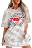 LC25221279-1-S, LC25221279-1-M, LC25221279-1-L, LC25221279-1-XL, White Women's Summer Oversized Tie-dye America Graphic T-shirt Dress Tunic Tee Tops