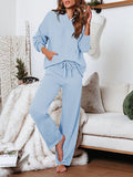 Women's Two Piece Sweater Outfits Set Loose Fit Hoodie Top Wide Leg Pants