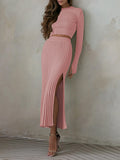 LC275038-10010-S, LC275038-10010-M, LC275038-10010-L, LC275038-10010-XL, Peach Blossom knit dress sets