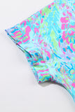 Women's Casual Loose Short Sleeve Tee Painted Floral Blouse Shirt