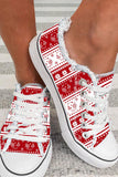 Women's Christmas Snow Flowers Print Canvas Shoes Lace Up Sneakers