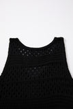 LC422152-P2-S, LC422152-P2-M, LC422152-P2-L, LC422152-P2-XL, LC422152-P2-XS, Black Hollow Out Crochet Cover Up Dress with Slits