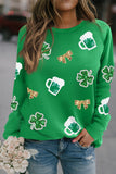 Women's St Patrick Sequin Patch Graphic Drop Shoulder Sweatshirt