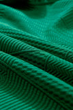 LC625933-P209-S, LC625933-P209-M, LC625933-P209-L, LC625933-P209-XL, LC625933-P209-2XL, Dark Green Textured Ruffle Split Top and Drawstring Shorts