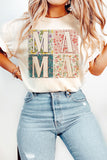 Women's MAMA Floral Block Graphic Casual T Shirt
