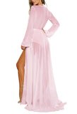 Long Sleeve Sheer Mesh Maxi Beach Cover Up For Women