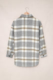 Women Long Sleeve Shirts Plaid Shackets Jacket with Pocket