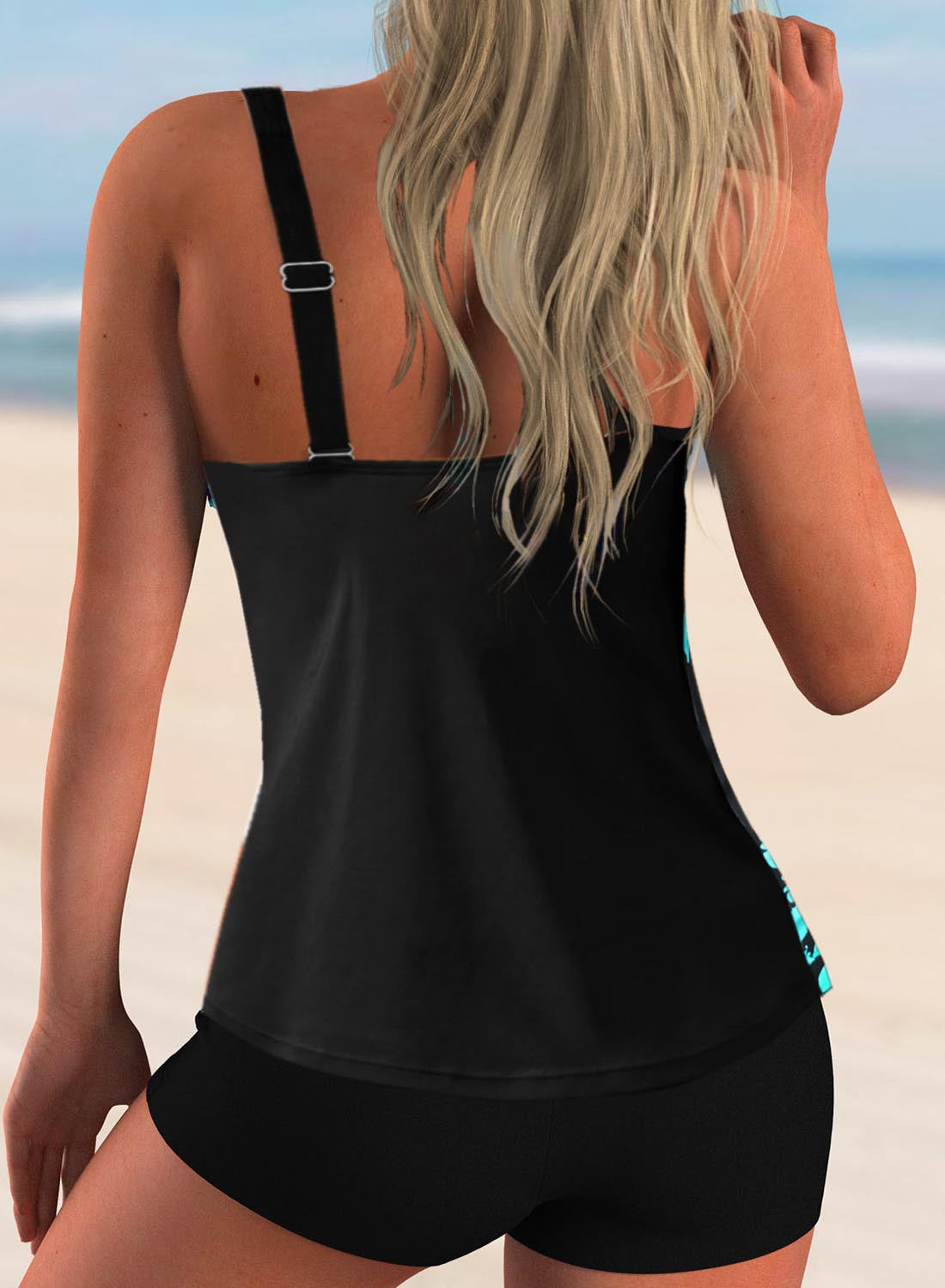 Green Women's Tankinis Floral Strappy Tankinis LC413647-9