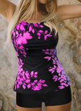 Womens Floral Print Tankini Swimsuits with Boy Shorts Tummy Control Bathing Suit