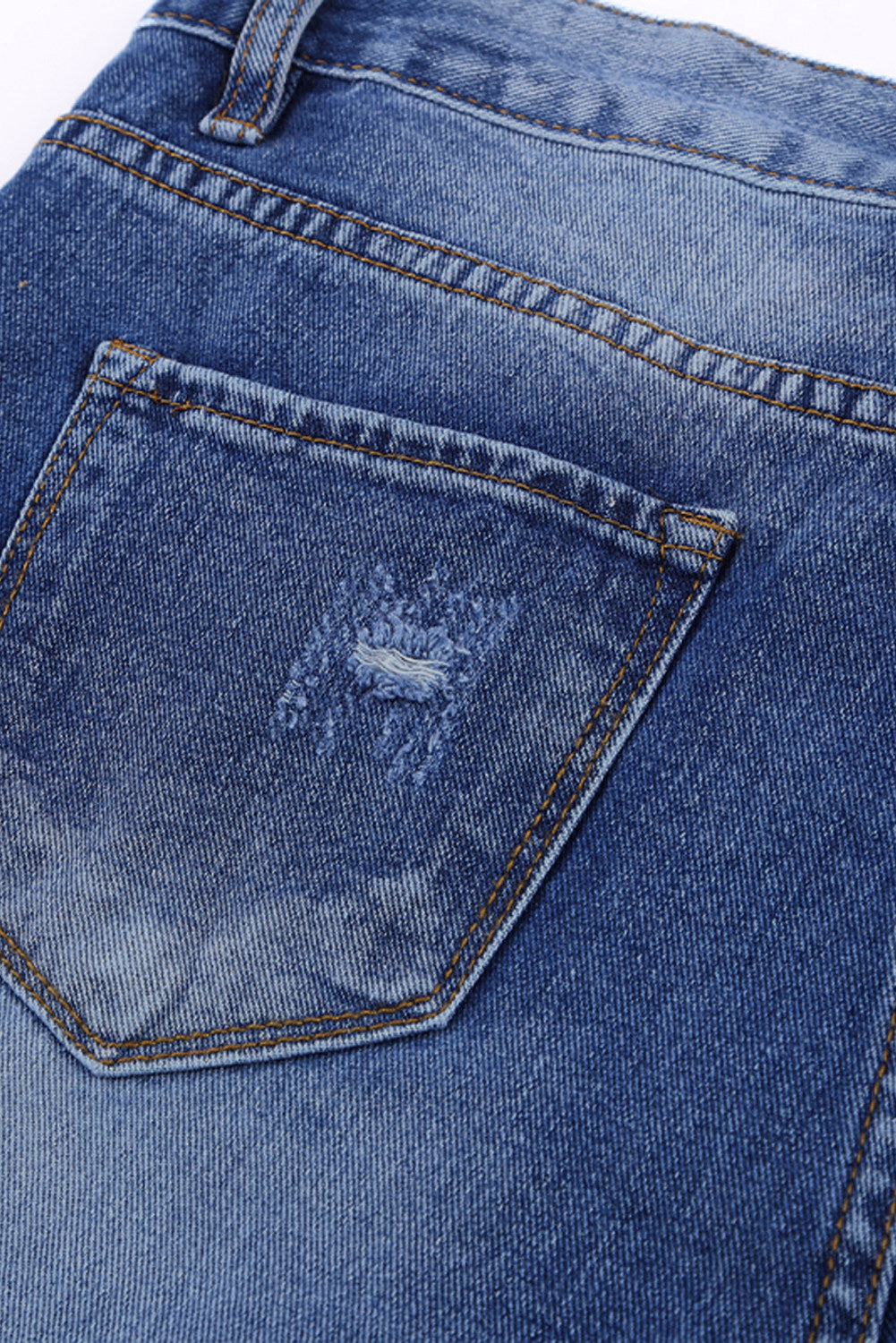 Blue Women's Ripped Boyfriend Jeans Distressed Holes Crop Denim Pants LC78064-5