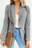 Womens Casual Blazers Plaid Lapel Collar Work Office Blazer Jacket