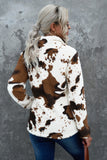 Zip Collar Cow Print Fleece Sweatshirt