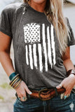 America Flag Print Short Sleeve Crewneck T-shirt