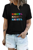 LC25216437-2-S, LC25216437-2-M, LC25216437-2-L, LC25216437-2-XL, LC25216437-2-2XL, Black Rainbow Pride T Shirt Womens LGBT Rights Print Short Sleeve Tee Shirt
