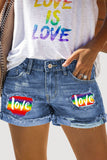 Women's Denim Shorts Ripped Pride Rainbow Love Jeans Shorts