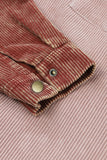 LC8512025-10-S, LC8512025-10-M, LC8512025-10-L, LC8512025-10-XL, LC8512025-10-2XL, Pink Corduroy Shacket Jacket Button Down Hooded Coat with Pockets