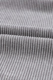 LC8512025-11-S, LC8512025-11-M, LC8512025-11-L, LC8512025-11-XL, LC8512025-11-2XL, Gray Corduroy Shacket Jacket Button Down Hooded Coat with Pockets