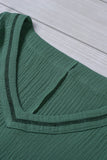 LC25112185-9-S, LC25112185-9-M, LC25112185-9-L, LC25112185-9-XL, LC25112185-9-2XL, Green Women's Casual Short Sleeve T Shirts V Neck Chest Pocket Knit Blouse Top