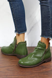 BH02143-9-37, BH02143-9-38, BH02143-9-39, BH02143-9-40, BH02143-9-41, BH02143-9-42, Green  Women Boots PU Leather Ankle Boots Waterproof Short Boots