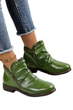 BH02143-9-37, BH02143-9-38, BH02143-9-39, BH02143-9-40, BH02143-9-41, BH02143-9-42, Green  Women Boots PU Leather Ankle Boots Waterproof Short Boots