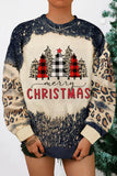 Merry Christmas Sweatshirt for Women Leopard Pullover Sweatshirt