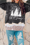 Leopard Snowy Christmas Bleached T Shirt Fall Pullover Tops