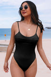 Women One Piece Swimsuit Scoop Ribbed High Cut Bathing Suit