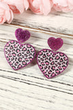 BH012231-6, Rose Leopard Heart Shaped Sequin Stud Earrings Gift for Her Mom Wife Valentine