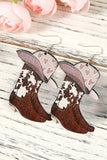 BH012272-10, Pink Valentine's Day Earrings Lip Boots Leopard Western Print Earrings for Women