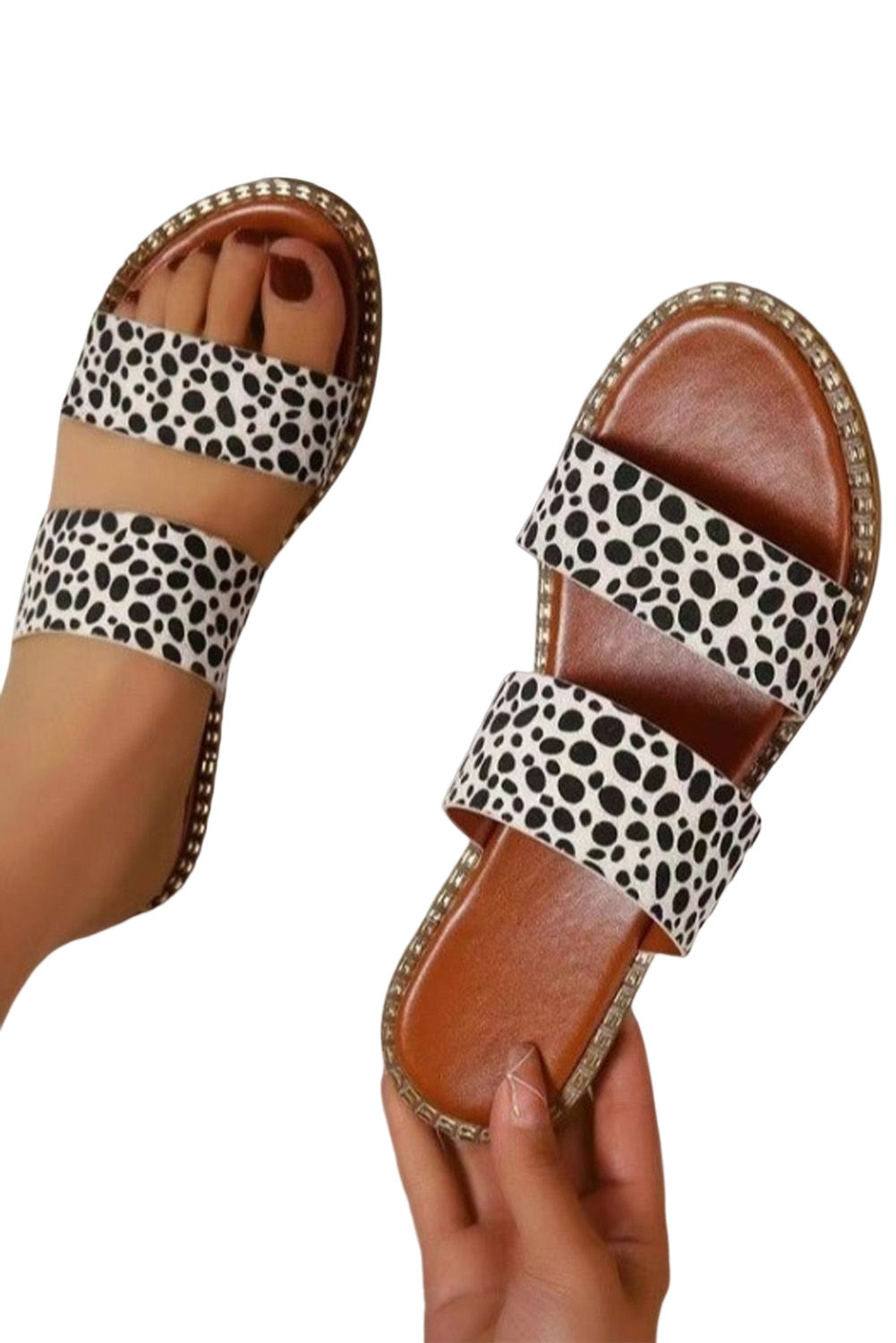 BH021241-20-37, BH021241-20-38, BH021241-20-39, BH021241-20-40, BH021241-20-41, BH021241-20-42, Leopard Dalmatian Print Summer Non Slip Slippers Sandals Beach Shoes