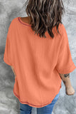 LC25112185-14-S, LC25112185-14-M, LC25112185-14-L, LC25112185-14-XL, LC25112185-14-2XL, Orange Women's Casual Short Sleeve T Shirts V Neck Chest Pocket Knit Blouse Top