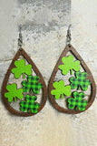 St. Patrick's Day Green Shamrock Clover Teardrop Earrings