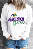LC25314238-1-S, LC25314238-1-M, LC25314238-1-L, LC25314238-1-XL, LC25314238-1-2XL, White Long Sleeve Tee Tops Mardi Gras Graphic Sweatshirt for Women