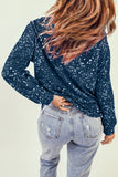 LC25314245-5-S, LC25314245-5-M, LC25314245-5-L, LC25314245-5-XL, LC25314245-5-2XL, Blue St. Patrick's Day Sweatshirt for Women Clover Print Long Sleeve Tee Tops