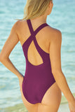 LC443470-3-S, LC443470-3-M, LC443470-3-L, LC443470-3-XL, LC443470-3-2XL, Red Women's Cross Back Swimwear High Cut One Piece Bathing Suits Swimsuit