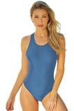 LC443470-5-S, LC443470-5-M, LC443470-5-L, LC443470-5-XL, LC443470-5-2XL, Blue Women's Cross Back Swimwear High Cut One Piece Bathing Suits Swimsuit