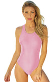 LC443470-10-S, LC443470-10-M, LC443470-10-L, LC443470-10-XL, LC443470-10-2XL, Pink Women's Cross Back Swimwear High Cut One Piece Bathing Suits Swimsuit
