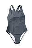 LC443470-11-S, LC443470-11-M, LC443470-11-L, LC443470-11-XL, LC443470-11-2XL, Gray Women's Cross Back Swimwear High Cut One Piece Bathing Suits Swimsuit