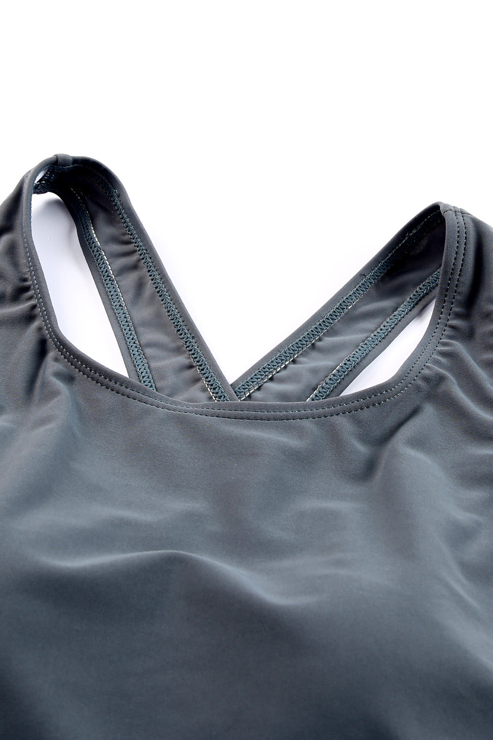 LC443470-11-S, LC443470-11-M, LC443470-11-L, LC443470-11-XL, LC443470-11-2XL, Gray Women's Cross Back Swimwear High Cut One Piece Bathing Suits Swimsuit