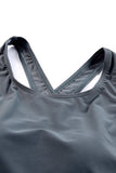 LC443470-11-S, LC443470-11-M, LC443470-11-L, LC443470-11-XL, LC443470-11-2XL, Gray Women's Cross Back Swimwear High Cut One Piece Bathing Suits Swimsuit